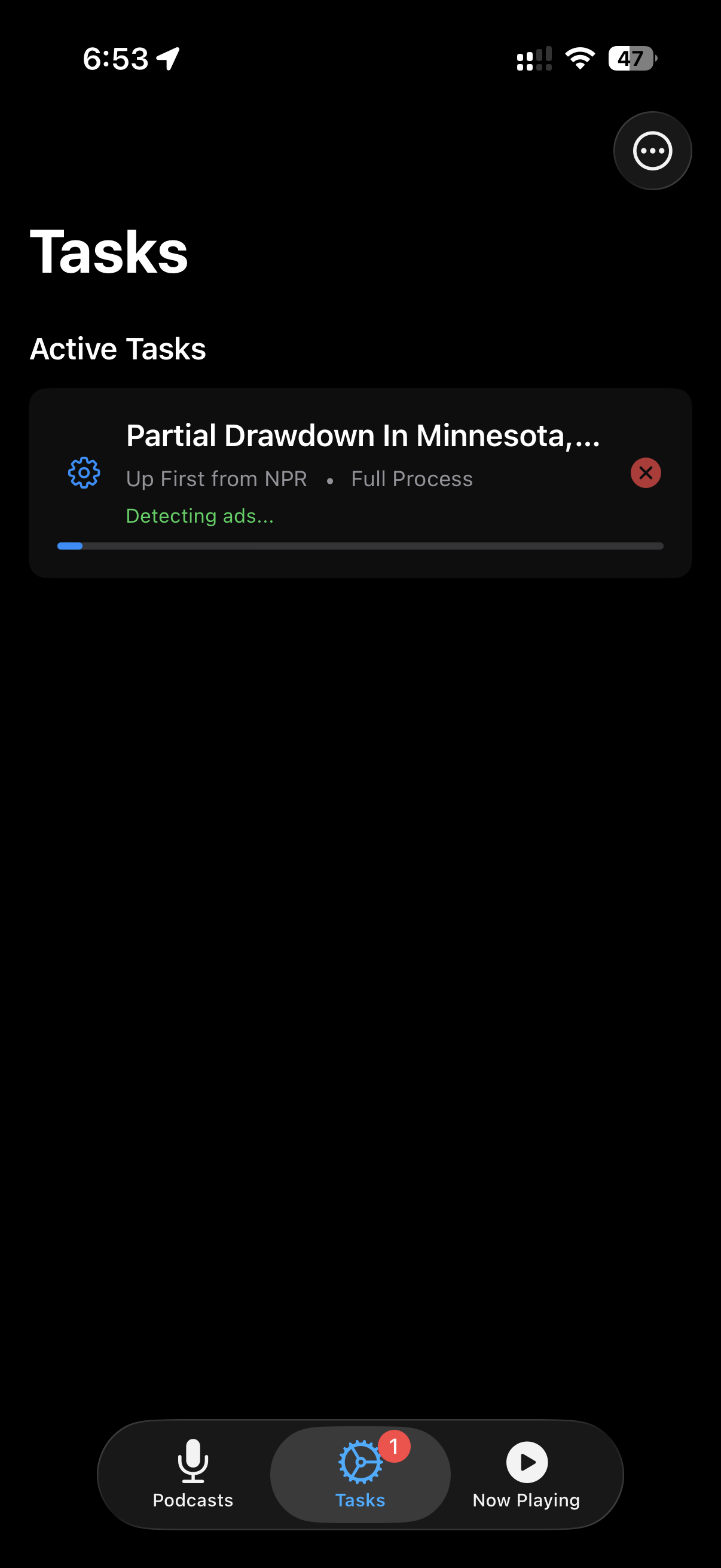Background task detecting ads in an episode